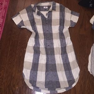 Old navy plaid linen dress L petite